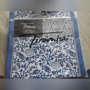 Tiramisu Blue And WhiteTable Runner Coral Design 14 In X 108 In 100% Cotton